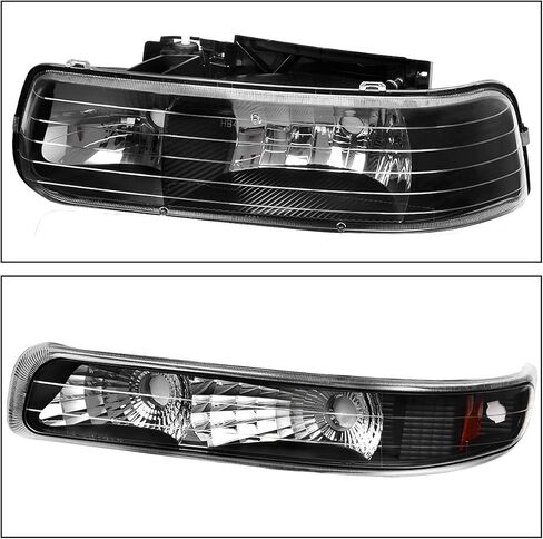 DWVO مجموعة المصابيح الأمامية والمصابيح الخلفية متوافقة مع 1999 2000 2001 2002 Chevy Silverado 1500 2500/01-02 Chevy Silverado 1500HD 2500HD 3500 المصباح الأمامي الأسود الإسكان الضوء الخلفي واضح in Saudi Arabia