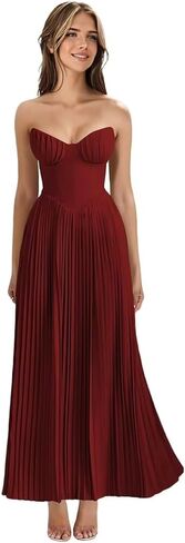 Strapless Bridesmaid Dresses Pleated Chiffon Formal Evening Dresses Long Sweetheart Corset Prom Dress in Saudi Arabia