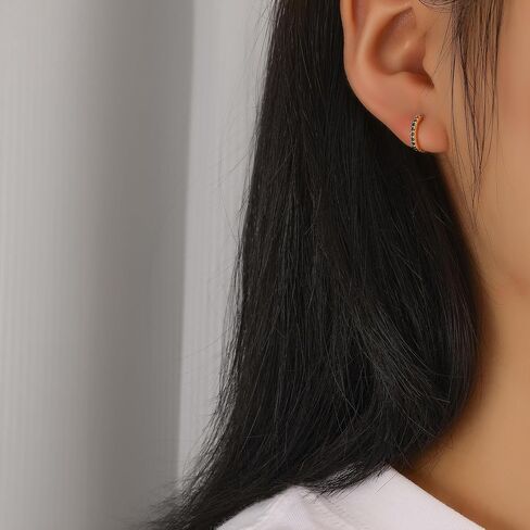 14K Gold Plated Emerald Green Crystal Earrings Set, 3 Pairs Stud and Hoop Earrings in Saudi Arabia