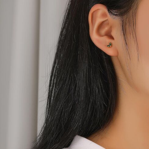 14K Gold Plated Emerald Green Crystal Earrings Set, 3 Pairs Stud and Hoop Earrings in Saudi Arabia