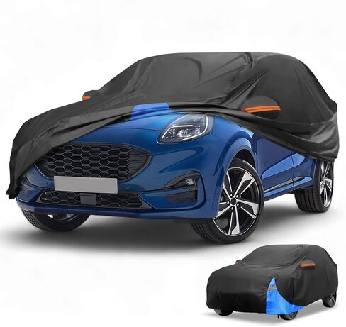 All-Weather Waterproof Car Cover - UV-Resistant Outdoor Full Exterior Protection for Ford Fiesta Sedan 210D-PU Black Blue with Right Side Zipper in Saudi Arabia
