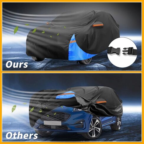 All-Weather Waterproof Car Cover - UV-Resistant Outdoor Full Exterior Protection for Ford Fiesta Sedan 210D-PU Black Blue with Right Side Zipper in Saudi Arabia