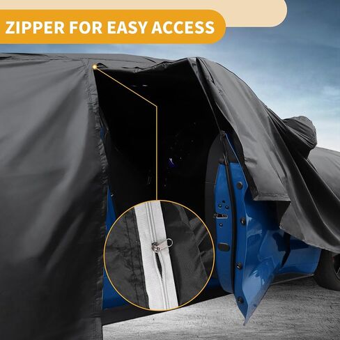 All-Weather Waterproof Car Cover - UV-Resistant Outdoor Full Exterior Protection for Ford Fiesta Sedan 210D-PU Black Blue with Right Side Zipper in Saudi Arabia