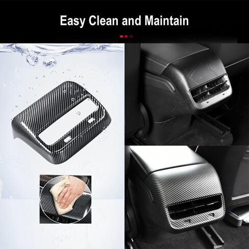 StarYtbl Rear Air Condition Vent Cover for Tesla Model 3 Model Y 2017-2024 Rear Center Console Air Condition Vent Cover Trim, AC Vent Cover Car Decoration Accessories (Matte Carbon Fiber Pattern) in Kuwait
