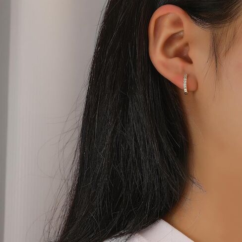 14K Gold Plated Emerald Green Crystal Earrings Set, 3 Pairs Stud and Hoop Earrings in Saudi Arabia