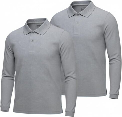 INGEAR Men's Polo Shirts 2-Pack, Dressy Casual Long Sleeve Collared Shirts for Men, Sizes S-2XL – Classic Everyday Wear in Kuwait