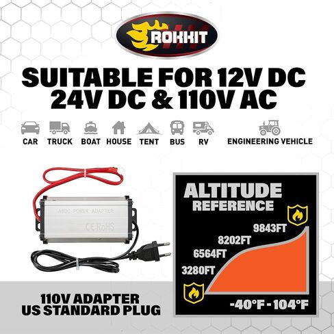 سخان ديزل ROKKIT 8KW، سخان هواء ديزل الكل في واحد 110 فولت/12 فولت، سخان ديزل محمول مع شاشة LCD وجهاز تحكم عن بعد، سخان انتظار سيارات ديزل منخفض الضوضاء سريع التسخين للخيمة، السيارة، RV، العربة in Kuwait