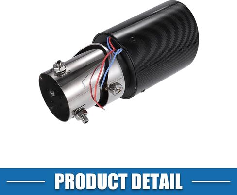 أنبوب طرفي عادم السيارة مع أضواء LED حمراء قابلة للتعديل بمدخل 1.4-2.2 بوصة بطول 8.3 بوصة من الفولاذ المقاوم للصدأ نمط ألياف الكربون باللون الأسود in Saudi Arabia