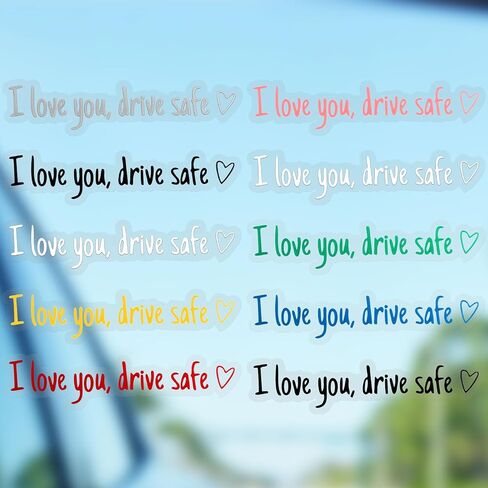 10 Pcs I Love You Drive Safe Mirror Stickers, Cute Vinyl Car Rear View Mirror Decals in Saudi Arabia