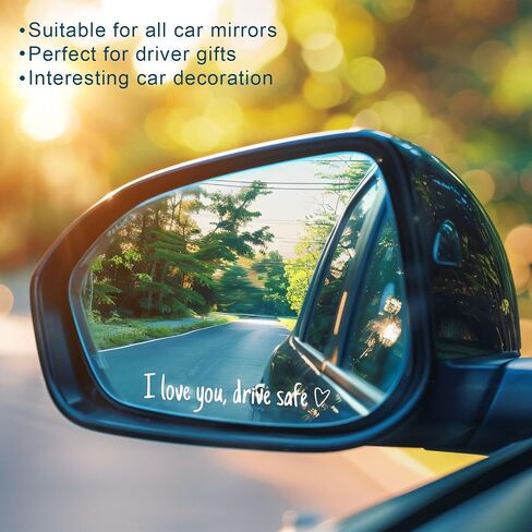 10 Pcs I Love You Drive Safe Mirror Stickers, Cute Vinyl Car Rear View Mirror Decals in Saudi Arabia