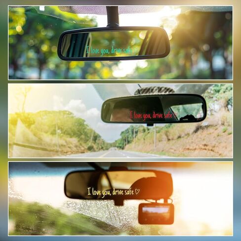 10 Pcs I Love You Drive Safe Mirror Stickers, Cute Vinyl Car Rear View Mirror Decals in Saudi Arabia