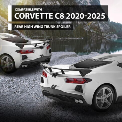سبويلر خلفي عالي الجناح متوافق مع موديلات تشيفي كورفيت C8 2020 2021 2022 2023 2024 من ألياف الكربون in Saudi Arabia