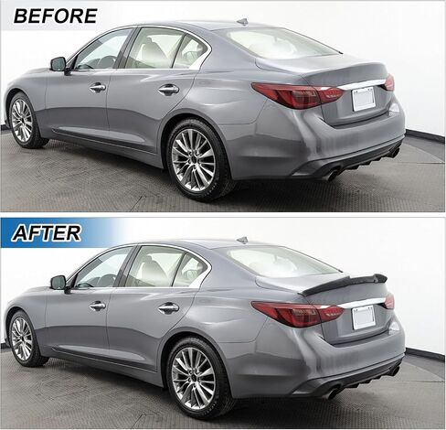 جناح سبويلر خلفي من ألياف الكربون الحقيقية متوافق مع سيارة إنفينيتي Q50 سيدان 2014-2025، سبويلر صندوق السيارة لسيارة إنفينيتي Q50S سيدان 2014-2017 in Saudi Arabia