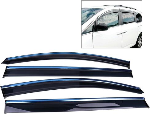 شريط IKON MOTORSPORTS على واقي النافذة الخارجي، متوافق مع Honda Odyssey 2011-2017، بولي كربونات حقن مع حافة نافذة من الكروم وغطاء حماية من المطر 4 قطع، 2012 2013 2014 2015 2016 in Saudi Arabia