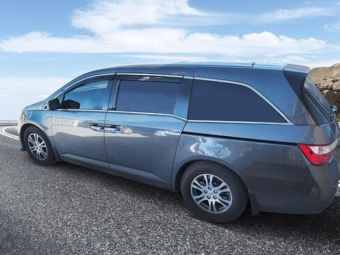 شريط IKON MOTORSPORTS على واقي النافذة الخارجي، متوافق مع Honda Odyssey 2011-2017، بولي كربونات حقن مع حافة نافذة من الكروم وغطاء حماية من المطر 4 قطع، 2012 2013 2014 2015 2016 in Saudi Arabia