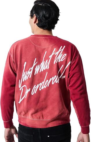 Bioworld Dr Pepper Oversized Distressed Vintage Logo Adult Unisex Potassium Washed Crew Neck Long Sleeve Sweatshirt in Saudi Arabia