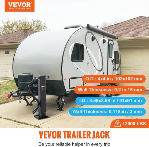 VEVOR Trailer Jack, 8000 lbs Dynamic Load Capacity, Weld-on Pipe-Mount Swivel Trailer Jack with Ergonomic Handle, 15-inch Vertical Travel, Suitable for RV, Horse, Utility, Camping and Yacht Trailers in Saudi Arabia