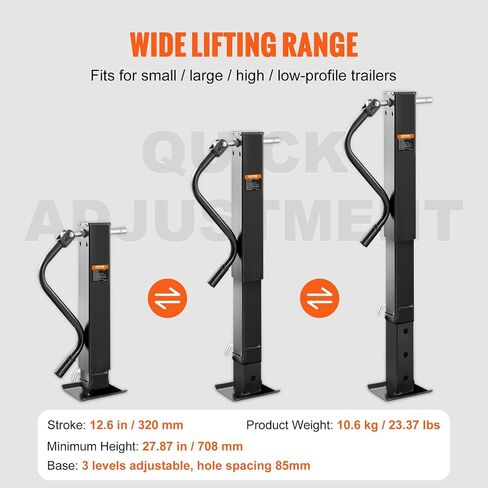 VEVOR Trailer Jack, 8000 lbs Dynamic Load Capacity, Weld-on Pipe-Mount Swivel Trailer Jack with Ergonomic Handle, 15-inch Vertical Travel, Suitable for RV, Horse, Utility, Camping and Yacht Trailers in Saudi Arabia