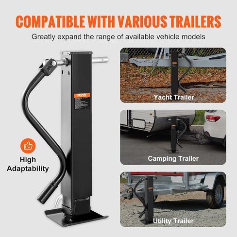 VEVOR Trailer Jack, 8000 lbs Dynamic Load Capacity, Weld-on Pipe-Mount Swivel Trailer Jack with Ergonomic Handle, 15-inch Vertical Travel, Suitable for RV, Horse, Utility, Camping and Yacht Trailers in Saudi Arabia