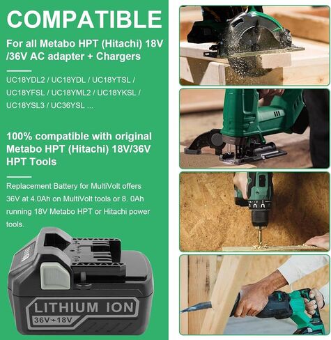 بطارية بديلة Futurebatt 3.0/6.0Ah لـ Metabo HPT 18V/36V(Hitachi) بطارية متعددة فولت 371751M 372121M BSL36A18 BSL36B18 لأدوات الشريحة MAX اللاسلكية بطارية ليثيوم أيون 2 حزمة in Saudi Arabia