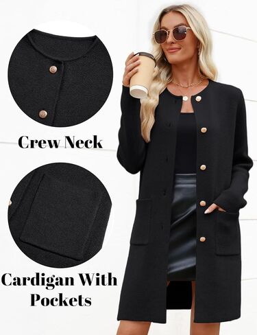 CiCiBird Women’s Fall Long Cardigan Sweater Crewneck Button Down Coat 2025 Coatigan Outerwear with Pocket in Kuwait