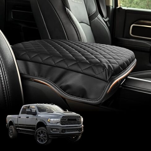 Center Console Cover for 2019-2025 RAM 1500 Accessories, Leather Armrest Cover Pad Protection Seat Arm Rest Box Lid Accessories for 5th RAM1500 in Kuwait