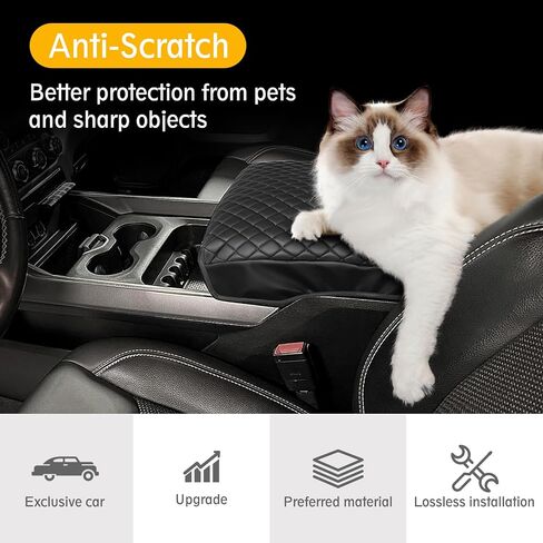Center Console Cover for 2019-2025 RAM 1500 Accessories, Leather Armrest Cover Pad Protection Seat Arm Rest Box Lid Accessories for 5th RAM1500 in Kuwait