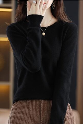 شنغهاي قصة 100% ميرينو رداء علوي من الصوف المرأة خريف شتاء دافئ بلوفر مغزول Crewneck سترة طويلة الأكمام in Kuwait