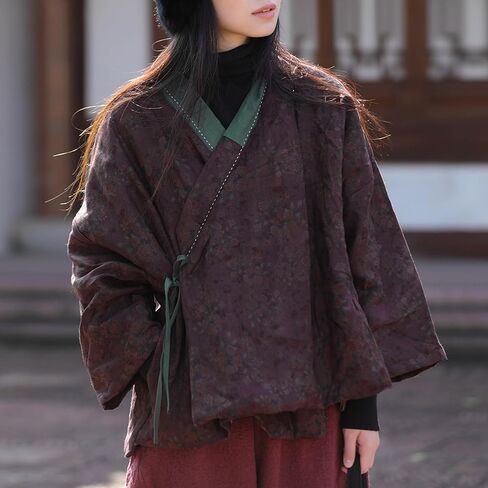 Women's Printed 100% linen Kimono Style Long Sleeve Loose Fit Jacket Cardigan with Tie Belt and Wrap Front Design in Saudi Arabia