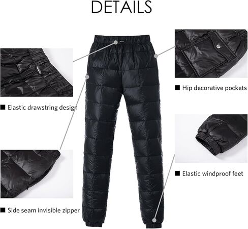 Down Pants, Men's Winter Warm Loose Utility Puffer Pants, Outdoor Insulation Compression Ski Snow Pants in Saudi Arabia