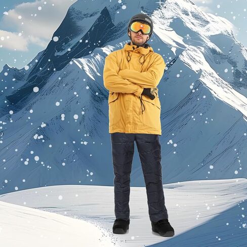 Down Pants, Men's Winter Warm Loose Utility Puffer Pants, Outdoor Insulation Compression Ski Snow Pants in Saudi Arabia