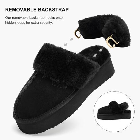 Stelle Genuine Suede Platform Slippers for Women Removable Backstrap Memory Foam Indoor Outdoor Water-Resistant in Saudi Arabia