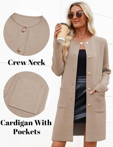 CiCiBird Women’s Fall Long Cardigan Sweater Crewneck Button Down Coat 2025 Coatigan Outerwear with Pocket in Kuwait