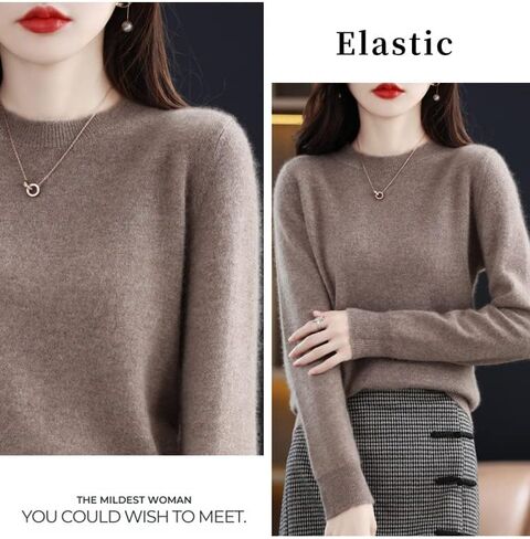 شنغهاي قصة 100% ميرينو رداء علوي من الصوف المرأة خريف شتاء دافئ بلوفر مغزول Crewneck سترة طويلة الأكمام in Kuwait