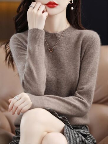 شنغهاي قصة 100% ميرينو رداء علوي من الصوف المرأة خريف شتاء دافئ بلوفر مغزول Crewneck سترة طويلة الأكمام in Kuwait