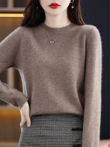 شنغهاي قصة 100% ميرينو رداء علوي من الصوف المرأة خريف شتاء دافئ بلوفر مغزول Crewneck سترة طويلة الأكمام in Kuwait