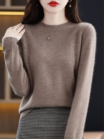 شنغهاي قصة 100% ميرينو رداء علوي من الصوف المرأة خريف شتاء دافئ بلوفر مغزول Crewneck سترة طويلة الأكمام in Kuwait