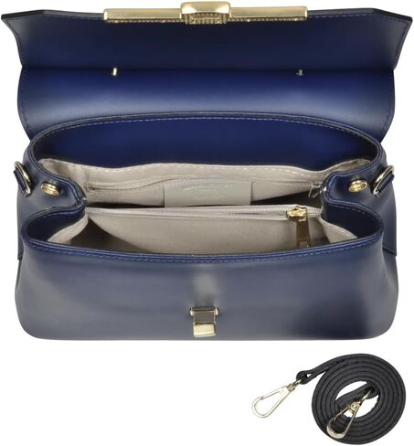Atlanta Top Handle Satchel Bag, Genuine Leather, 10.6 x 8.7 x 4.7 inches, Gold Hardware in Saudi Arabia