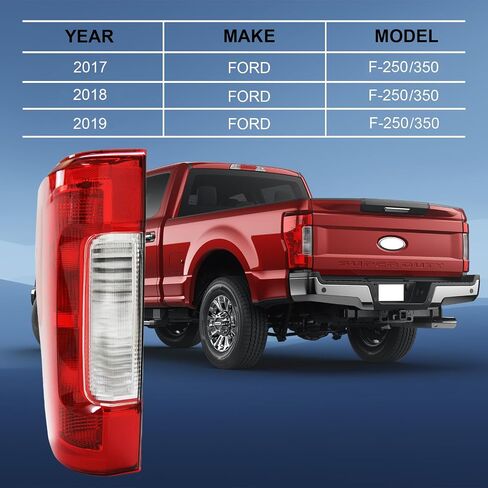 مجموعة مصابيح الذيل مناسبة لـ 2017 2018 2019 Ford F-250 F-350 Super Duty، الضوء الخلفي بدون مصباح فرامل النقطة العمياء استبدال الضوء الخلفي جانب السائق الأيسر #FO2800256 in Kuwait