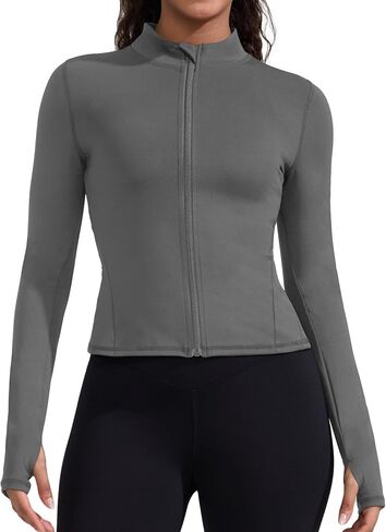 Running Workout Jackets for Woman Lightweight Athletic Tops Slim Fit Yoga Sportwear with Thumb Holes Full Zip in Saudi Arabia