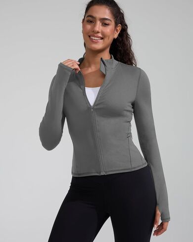 Running Workout Jackets for Woman Lightweight Athletic Tops Slim Fit Yoga Sportwear with Thumb Holes Full Zip in Saudi Arabia