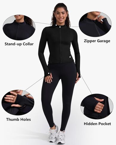 Running Workout Jackets for Woman Lightweight Athletic Tops Slim Fit Yoga Sportwear with Thumb Holes Full Zip in Saudi Arabia
