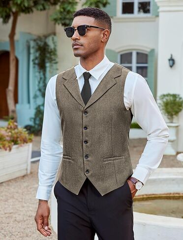 COOFANDY Men's Suit Vests Slim Fit Waistcoat Notch Lapel Casual Formal Vest in Saudi Arabia