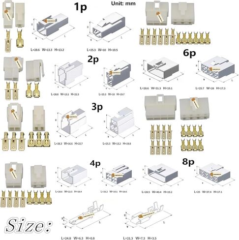 Lsgoodcare 5Pcs 6.3MM 2Pin Automotive Quick Connection Electrical Wire Connector 2 Way Car Male to Female 16Awg Cable Terminal Plug Kits Motorcycle ﻿ in Saudi Arabia