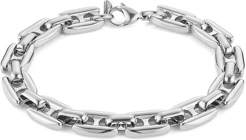 HZMAN Silver Bracelet for Men Stainless Steel Mariner Chain Bracelets Hip Hop Men's Link Bracelet Jewelry Gift in Saudi Arabia