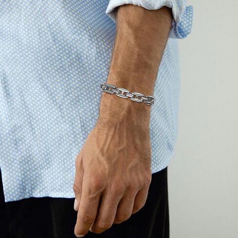 HZMAN Silver Bracelet for Men Stainless Steel Mariner Chain Bracelets Hip Hop Men's Link Bracelet Jewelry Gift in Saudi Arabia