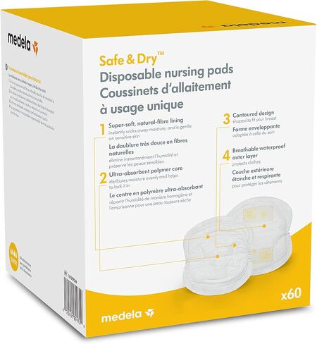 وسادات الرضاعة من ميديلا، وسادة صدر للاستعمال مرة واحدة، عبوة من 60 قطعة in Kuwait