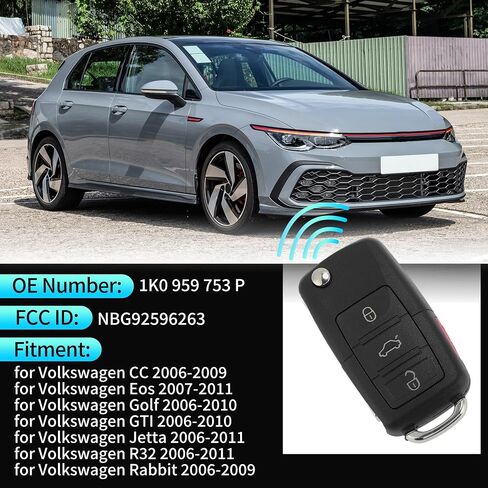 X AUTOHAUX NBG92596263 315MHz استبدال دخول بدون مفتاح مفتاح ذكي عن بعد فوب لفولكس واجن جولف GTI جيتا 2006-2010 NO.1K0 959 753 P 3 أزرار in Saudi Arabia