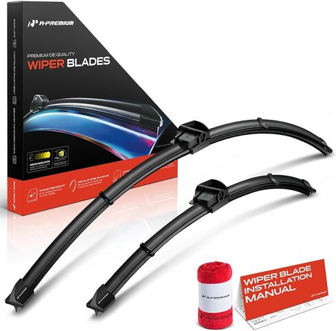 A-Premium Pack of 2 Windshield Wiper Blades with Wear Indicator & Towel - Compatible with BMW 528i, 535d, 535i, 535i GT, 550i, 528i 535d 535i GT 550i xDrive, M5-26" and 18", SLN Connector in Saudi Arabia