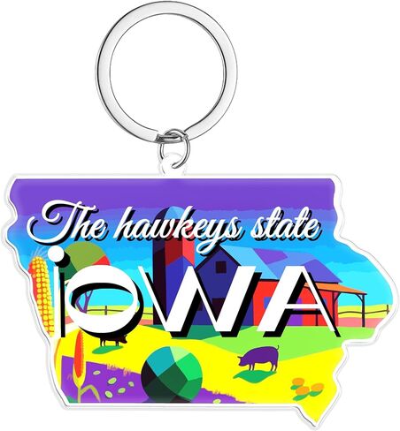 Iowa Souvenirs State Keychain - Durable Key Ring And Key Holder For Gifts,Souvenirs From Usa,Spot M in Saudi Arabia